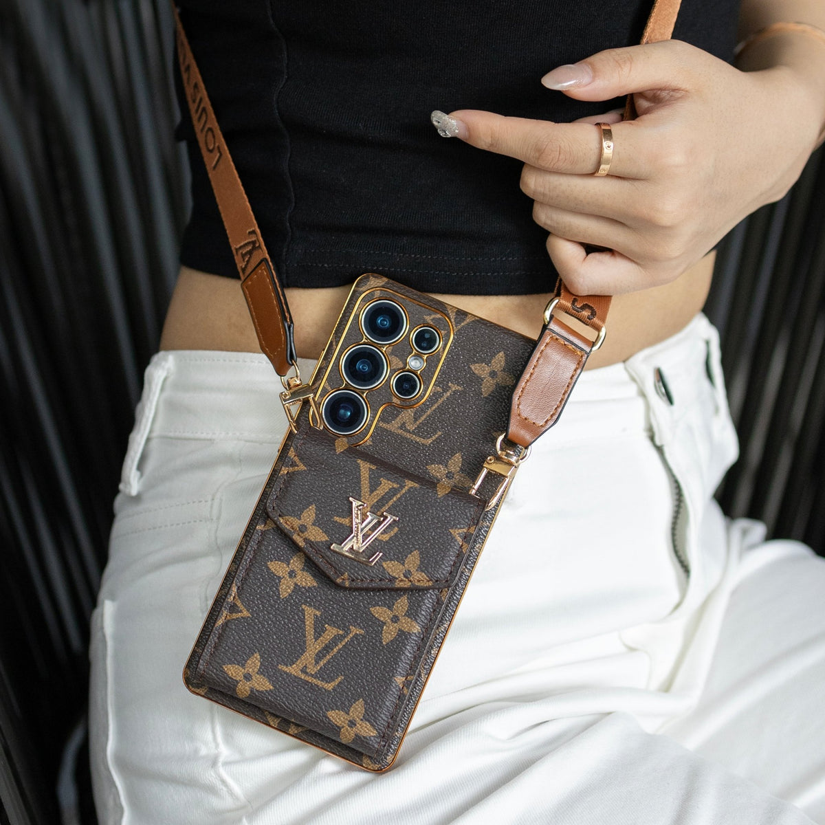 Luxury Louis Vuitton Samsung Galaxy S26 Ultra Case With Strap & Card Holder - Serene