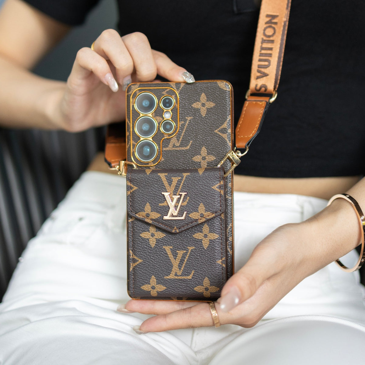 Luxury Louis Vuitton Samsung Galaxy S26 Ultra Case With Strap & Card Holder - Serene