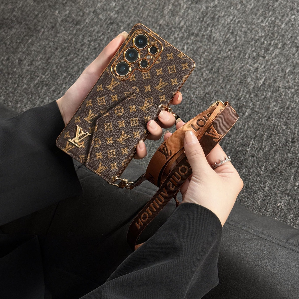 Luxury Louis Vuitton Samsung Galaxy S26 Ultra Wallet Case with Strap – Designer Leather Cover - Serene