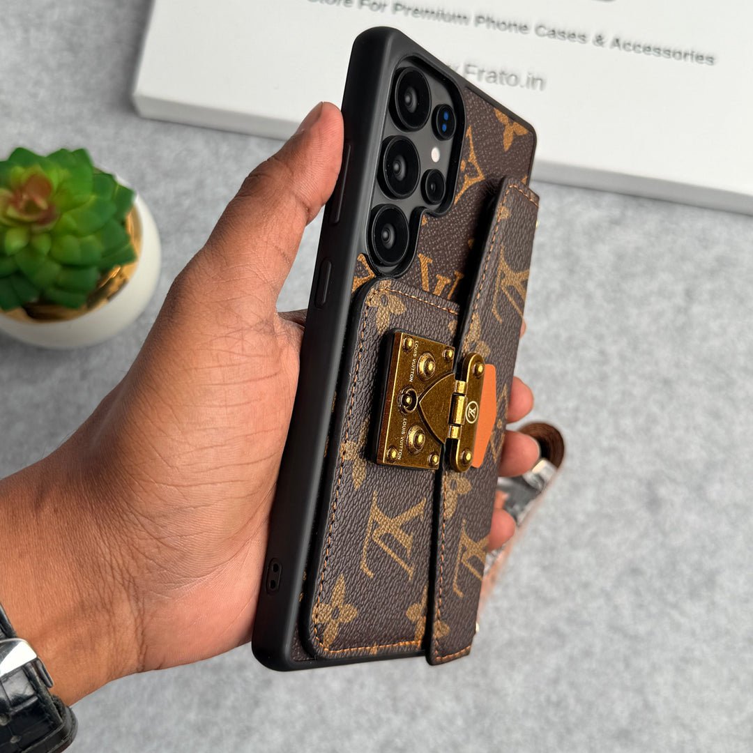 Luxury Louis Vuitton Samsung Galaxy Sling S26 Case with Card Holder – Samsung S26 Ultra - Serene