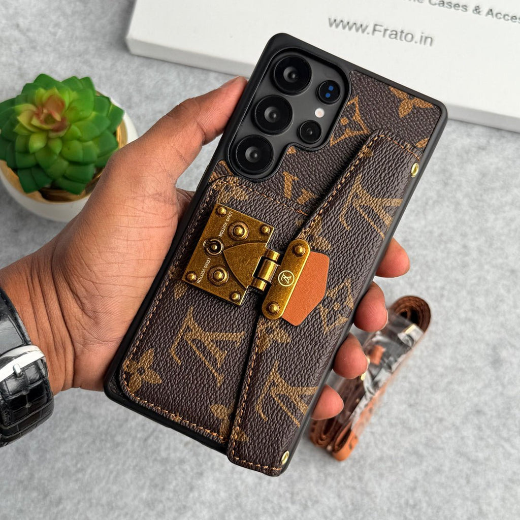 Luxury Louis Vuitton Samsung Galaxy Sling S26 Case with Card Holder – Samsung S26 Ultra - Serene