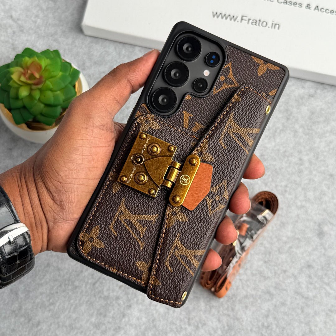 Luxury Louis Vuitton Samsung Galaxy Sling S26 Case with Card Holder – Samsung S26 Ultra - Serene