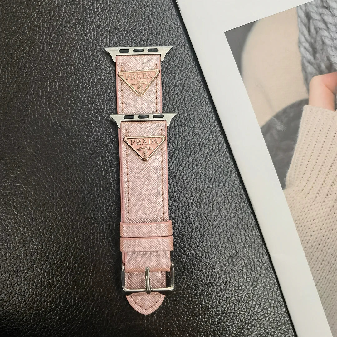 Luxury Prada Apple Watch Band – Triangle Leather Strap for Prada Apple Watch Ultra - Serene