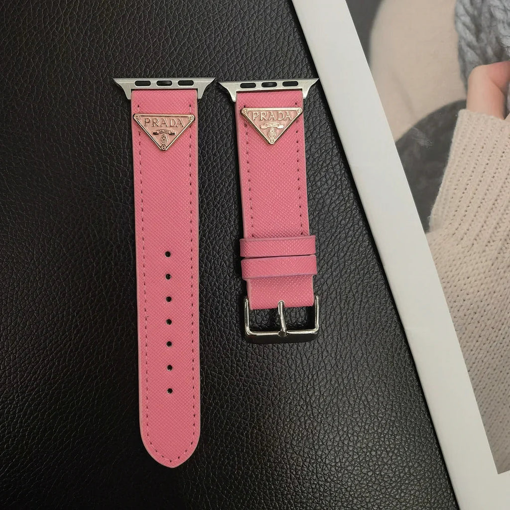 Luxury Prada Apple Watch Band – Triangle Leather Strap for Prada Apple Watch Ultra - Serene