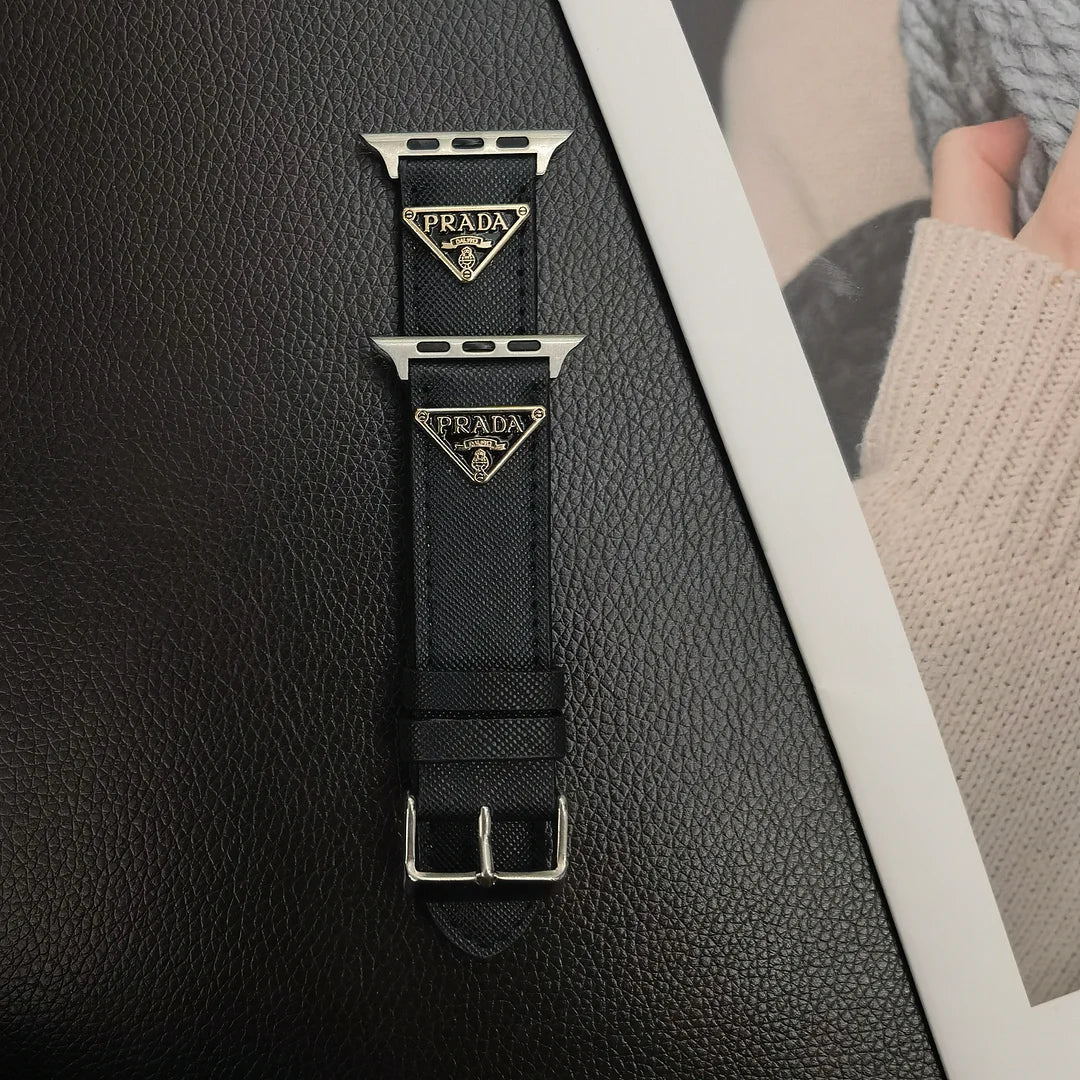 Luxury Prada Apple Watch Band – Triangle Leather Strap for Prada Apple Watch Ultra - Serene