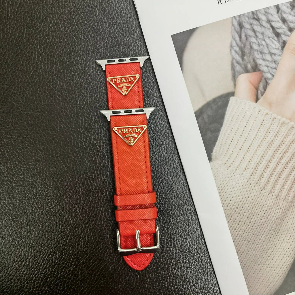 Luxury Prada Apple Watch Band – Triangle Leather Strap for Prada Apple Watch Ultra - Serene