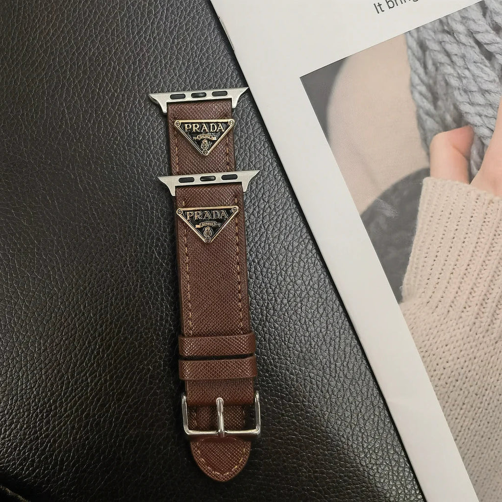 Luxury Prada Apple Watch Band – Triangle Leather Strap for Prada Apple Watch Ultra - Serene
