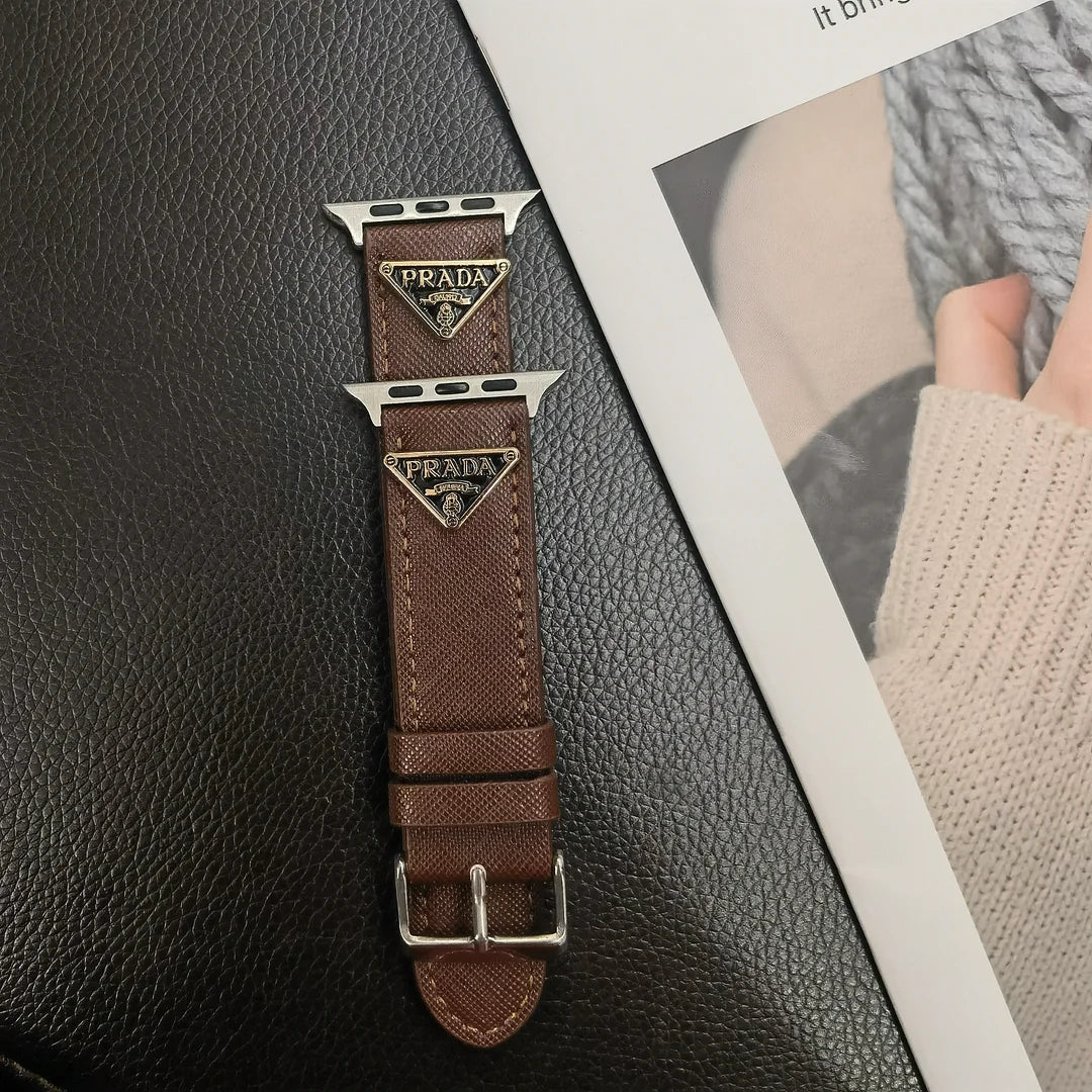 Luxury Prada Apple Watch Band – Triangle Leather Strap for Prada Apple Watch Ultra - Serene