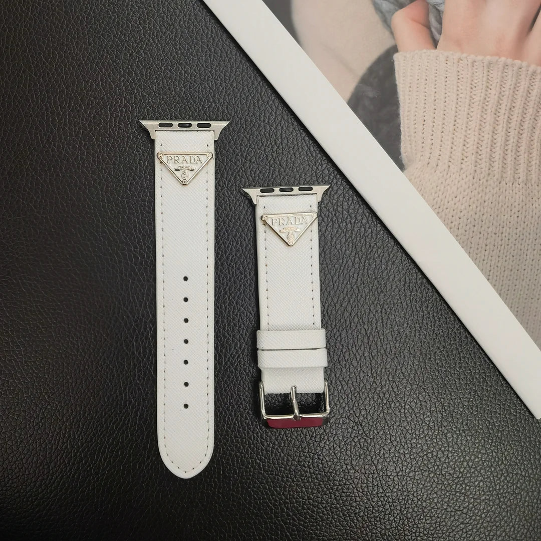 Luxury Prada Apple Watch Band – Triangle Leather Strap for Prada Apple Watch Ultra - Serene
