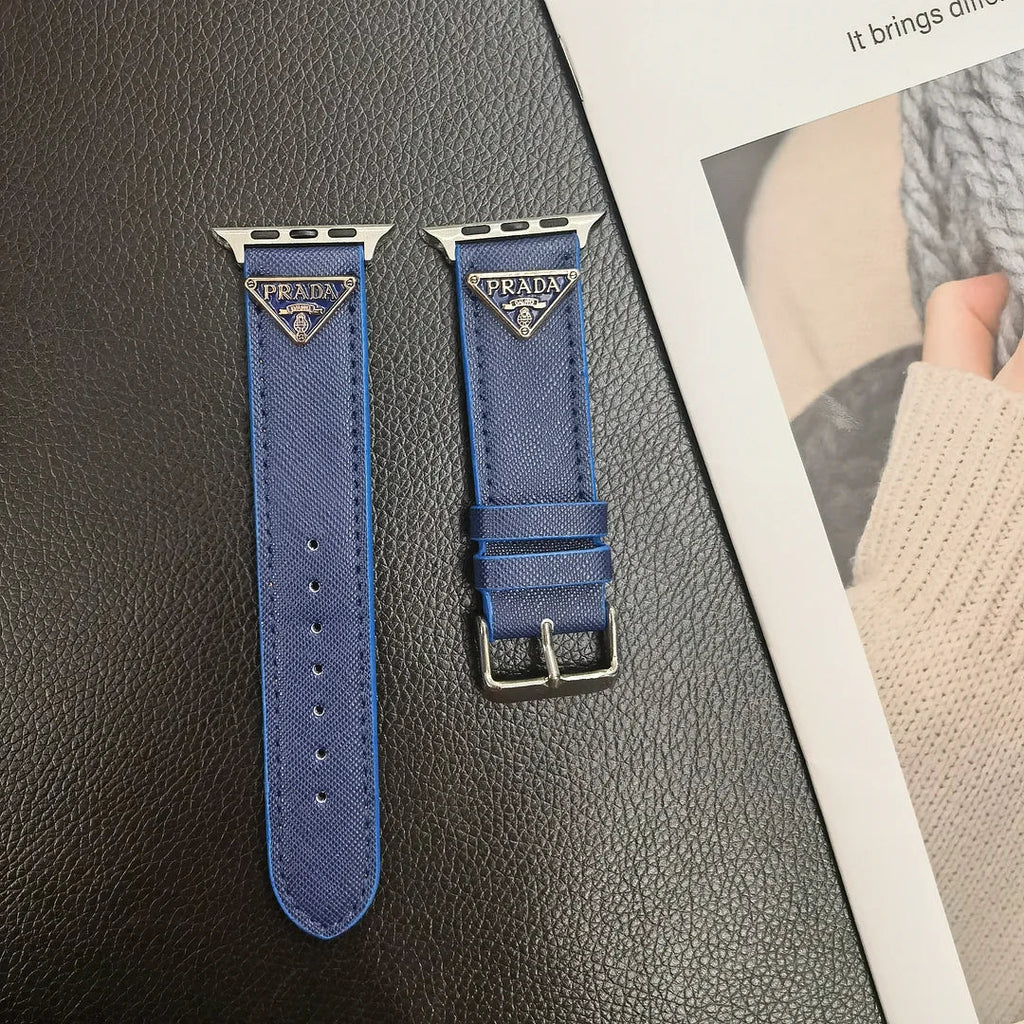 Luxury Prada Apple Watch Band – Triangle Leather Strap for Prada Apple Watch Ultra - Serene