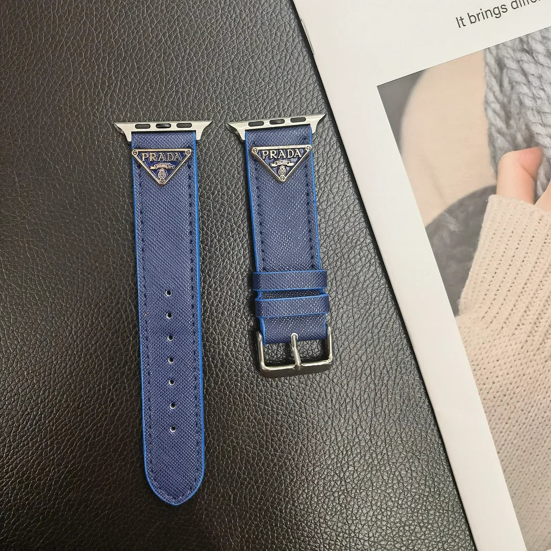 Luxury Prada Apple Watch Band – Triangle Leather Strap for Prada Apple Watch Ultra - Serene
