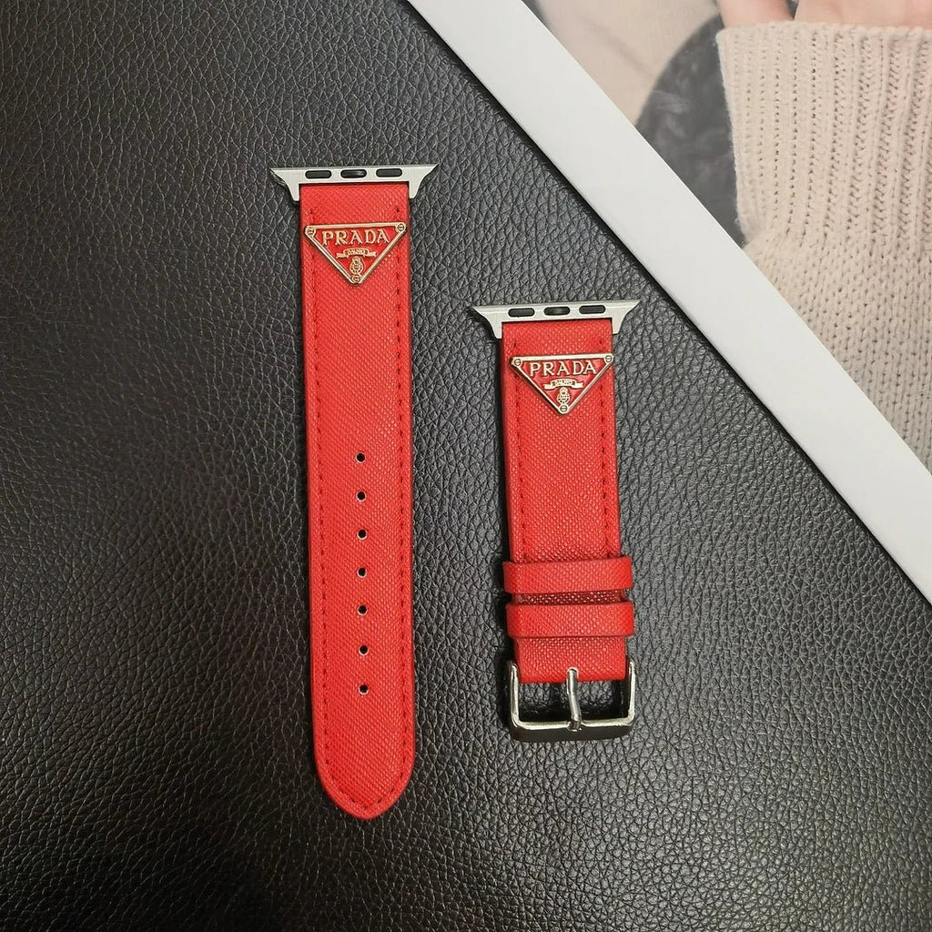 Luxury Prada Apple Watch Band – Triangle Leather Strap for Prada Apple Watch Ultra - Serene
