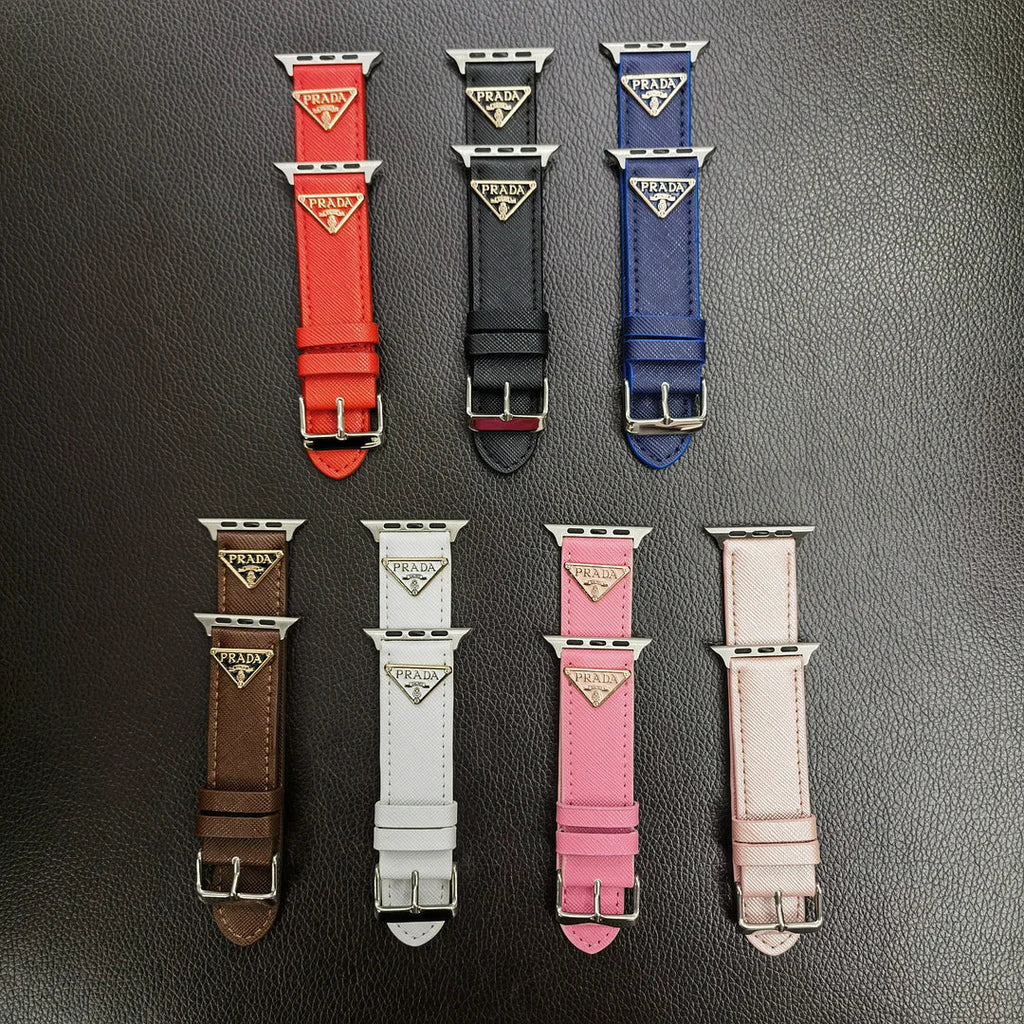 Luxury Prada Apple Watch Band – Triangle Leather Strap for Prada Apple Watch Ultra - Serene