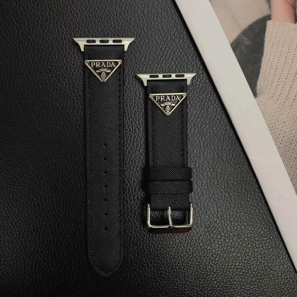 Luxury Prada Apple Watch Band – Triangle Leather Strap for Prada Apple Watch Ultra - Serene