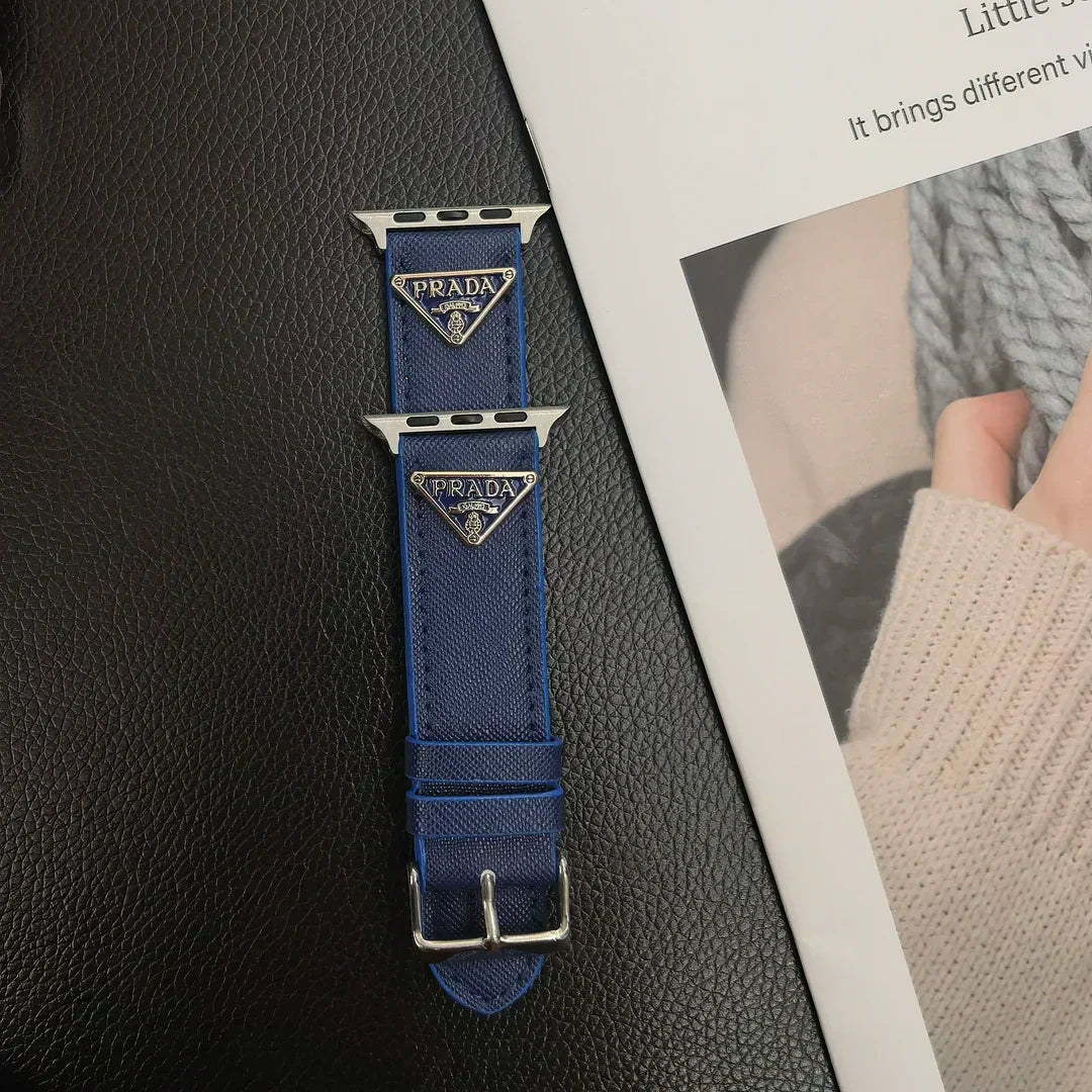 Luxury Prada Apple Watch Band – Triangle Leather Strap for Prada Apple Watch Ultra - Serene