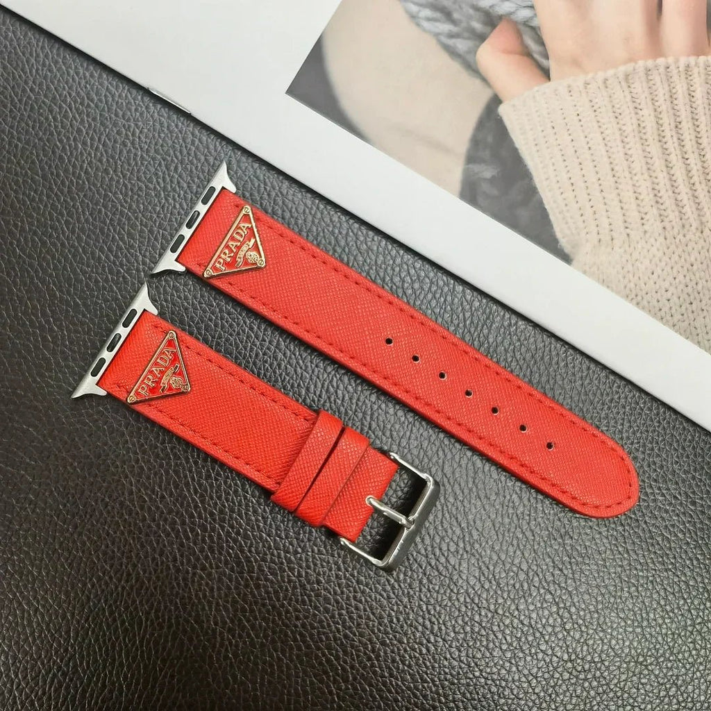 Luxury Prada Apple Watch Band – Triangle Leather Strap for Prada Apple Watch Ultra - Serene