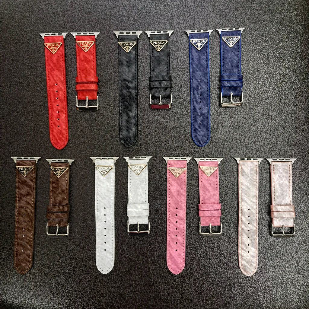 Luxury Prada Apple Watch Band – Triangle Leather Strap for Prada Apple Watch Ultra - Serene