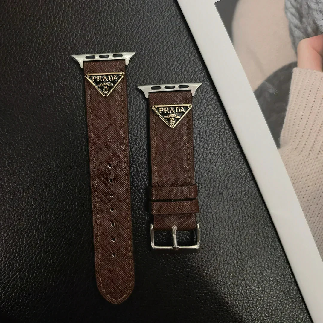 Luxury Prada Apple Watch Band – Triangle Leather Strap for Prada Apple Watch Ultra - Serene