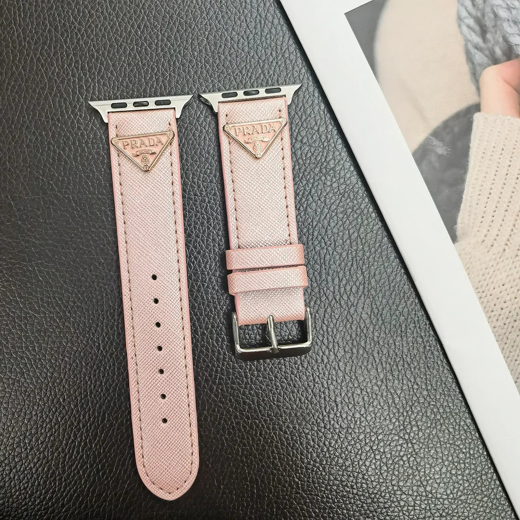 Luxury Prada Apple Watch Band – Triangle Leather Strap for Prada Apple Watch Ultra - Serene