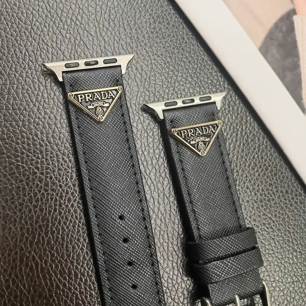 Luxury Prada Apple Watch Band – Triangle Leather Strap for Prada Apple Watch Ultra - Serene