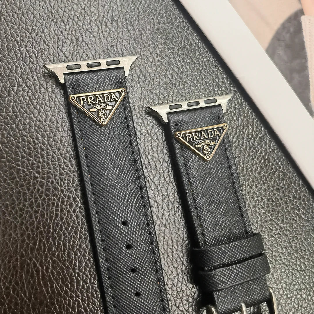 Luxury Prada Apple Watch Band – Triangle Leather Strap for Prada Apple Watch Ultra - Serene