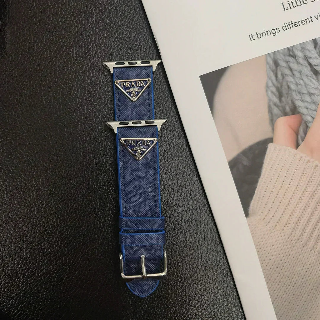 Luxury Prada Apple Watch Band – Triangle Leather Strap for Prada Apple Watch Ultra - Serene