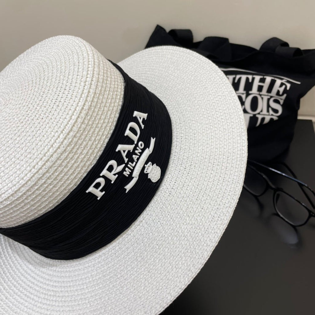Luxury Prada Raffia Straw Sun Hat for Women - Serene