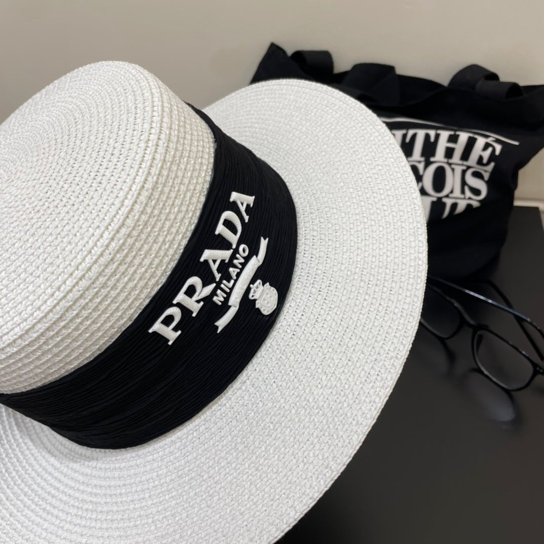 Luxury Prada Raffia Straw Sun Hat for Women - Serene