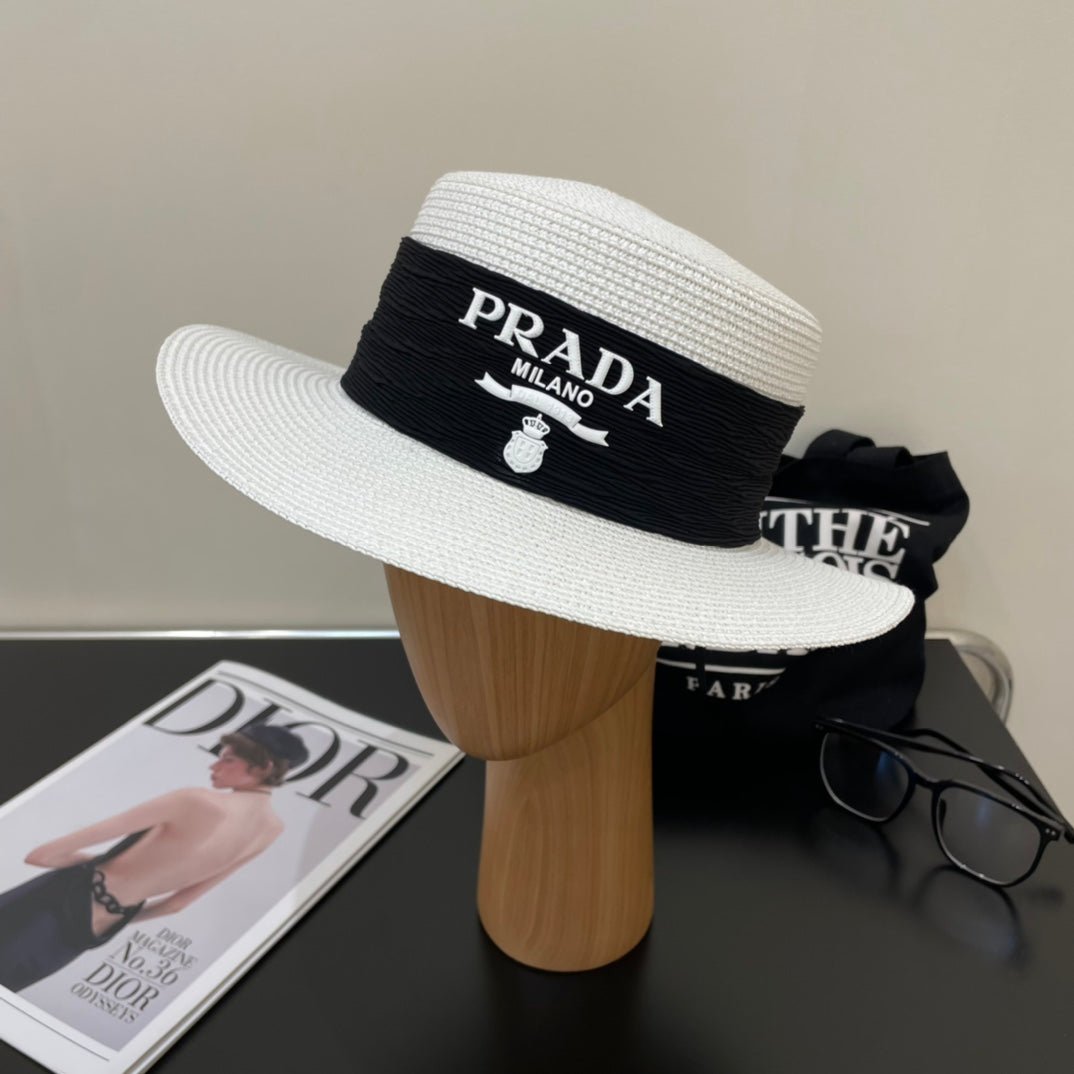 Luxury Prada Raffia Straw Sun Hat for Women - Serene