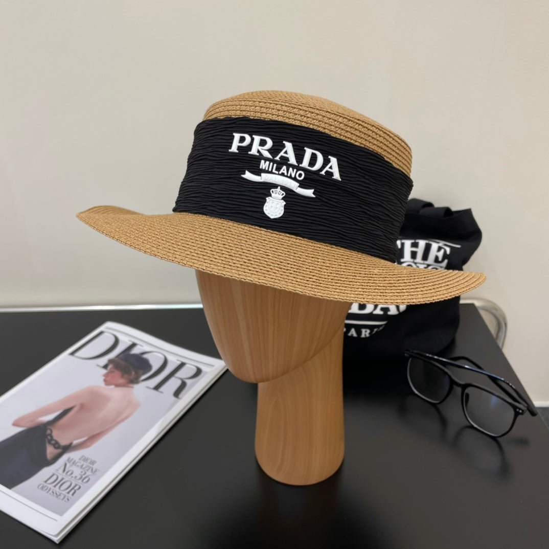 Luxury Prada Raffia Straw Sun Hat for Women - Serene