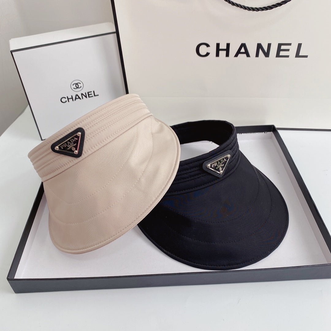 Luxury Prada Sun Visor Triangle Logo Open Top - Serene