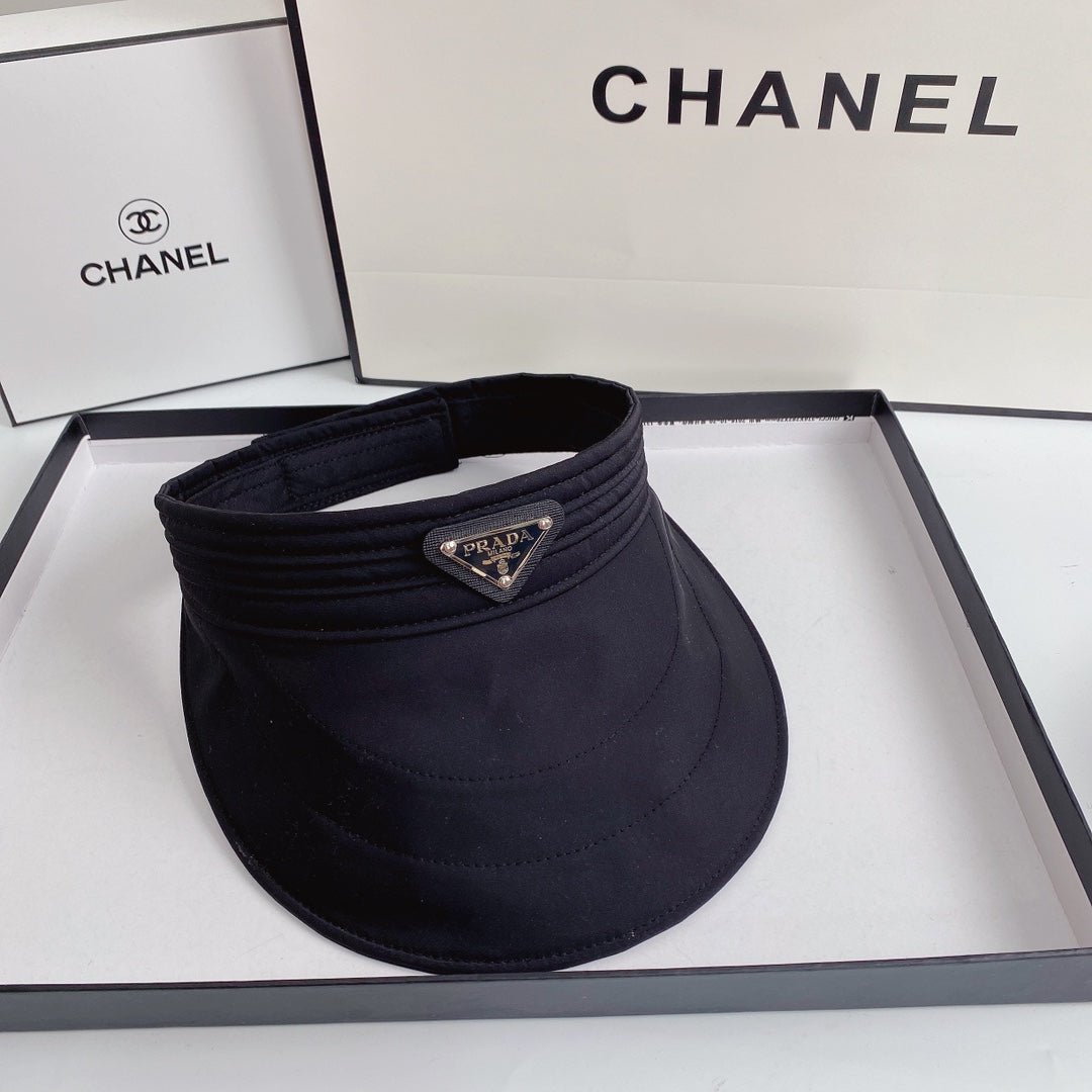 Luxury Prada Sun Visor Triangle Logo Open Top - Serene