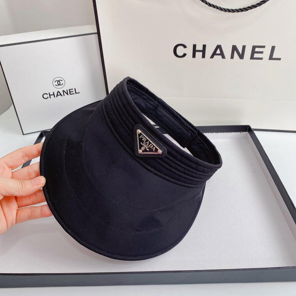 Luxury Prada Sun Visor Triangle Logo Open Top - Serene