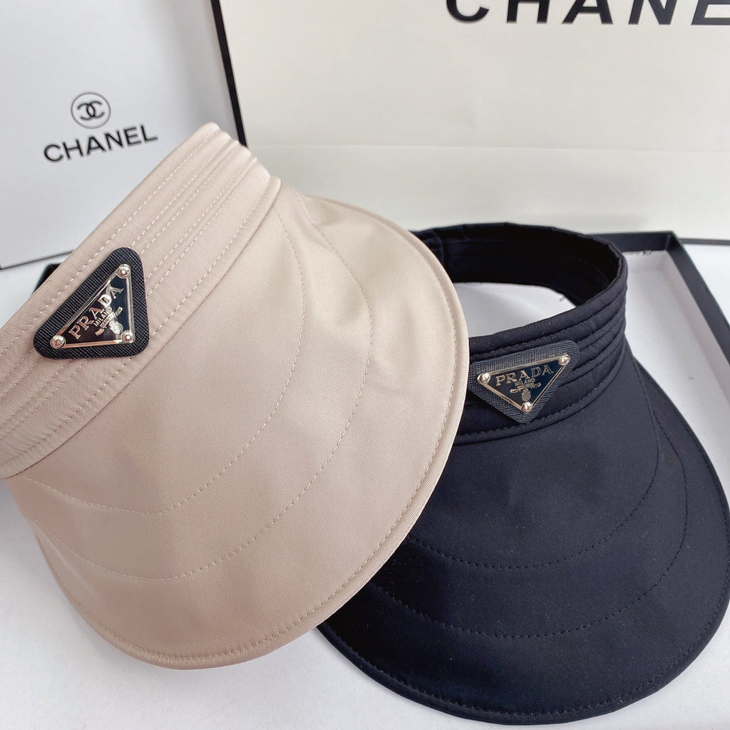 Luxury Prada Sun Visor Triangle Logo Open Top - Serene