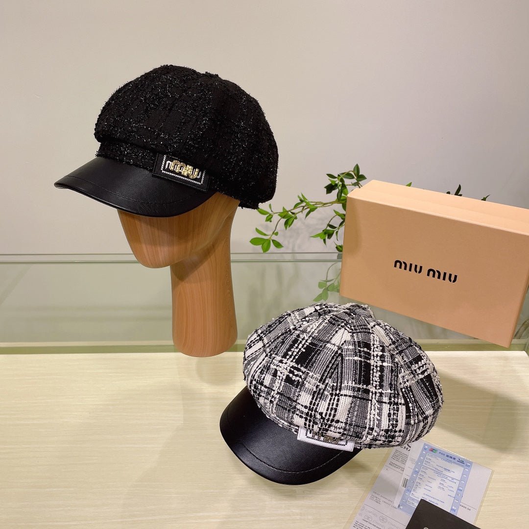 Miu Miu Tweed Newsboy Cap | Luxury Women's Designer Hat - Serene
