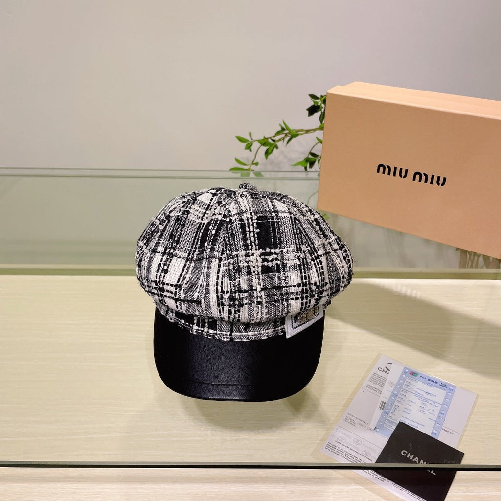 Miu Miu Tweed Newsboy Cap | Luxury Women's Designer Hat - Serene
