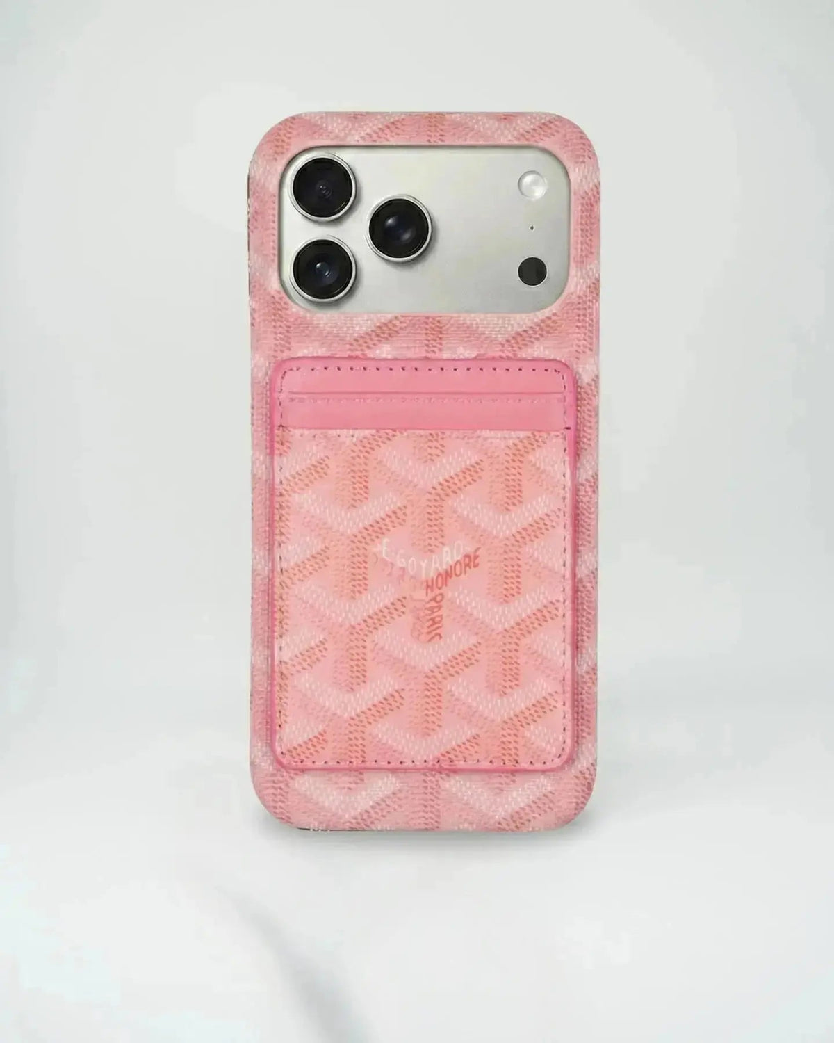 Pink Goyard iPhone 18 Pro MagSafe Case with Cardholder, Goyard Pattern - Serene