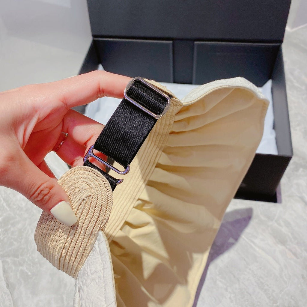 Prada Foldable Crinkled Cotton Sun Visor | Luxury Designer Summer Hat - Serene