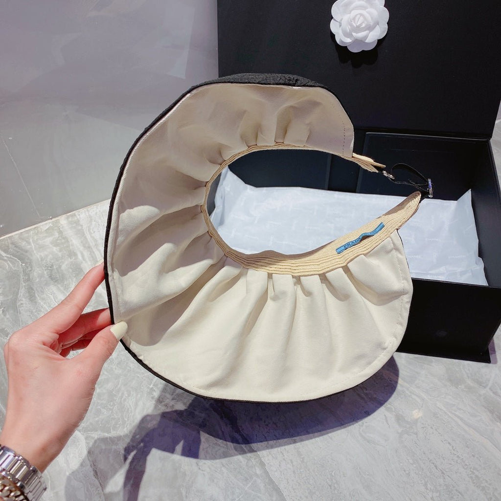 Prada Foldable Crinkled Cotton Sun Visor | Luxury Designer Summer Hat - Serene