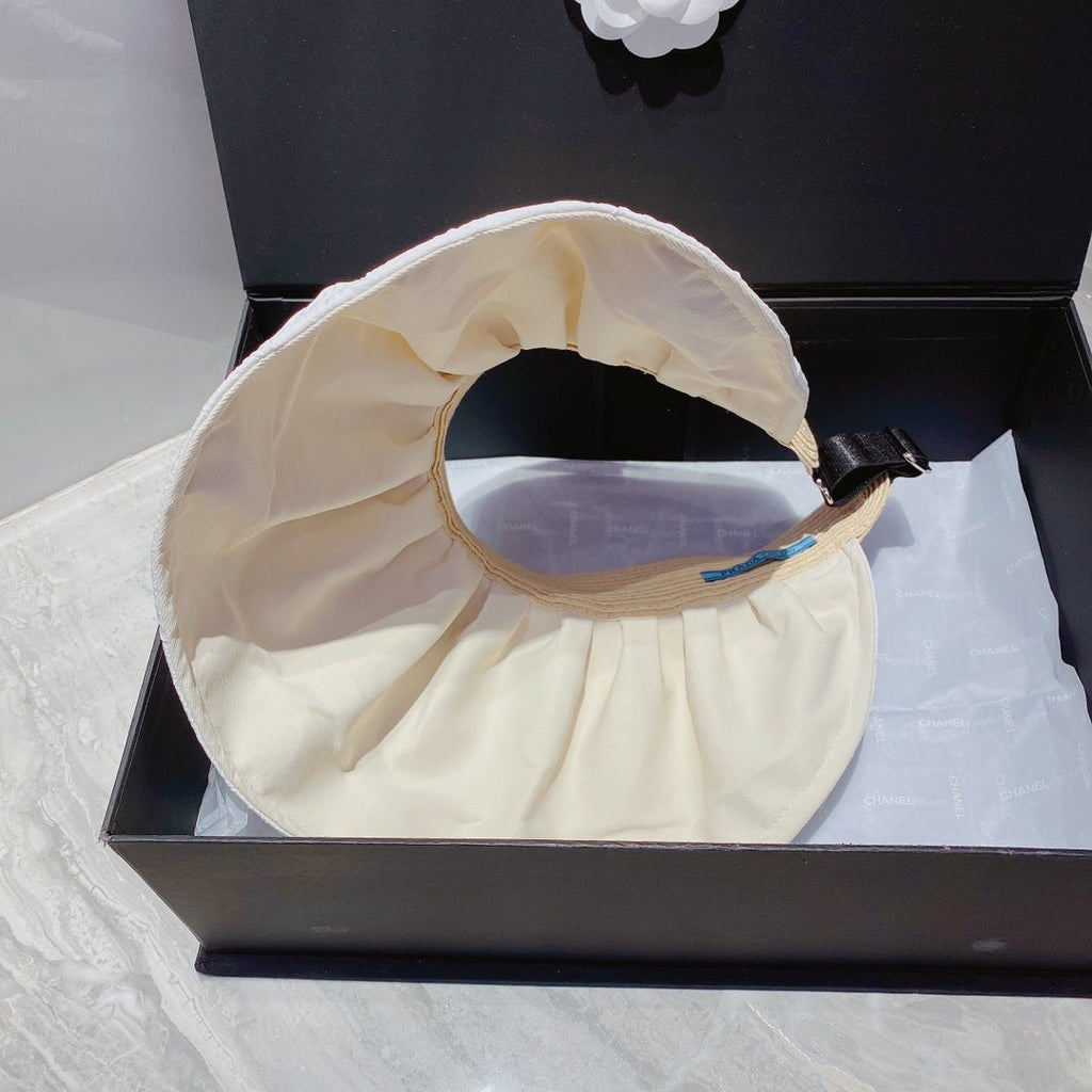 Prada Foldable Crinkled Cotton Sun Visor | Luxury Designer Summer Hat - Serene