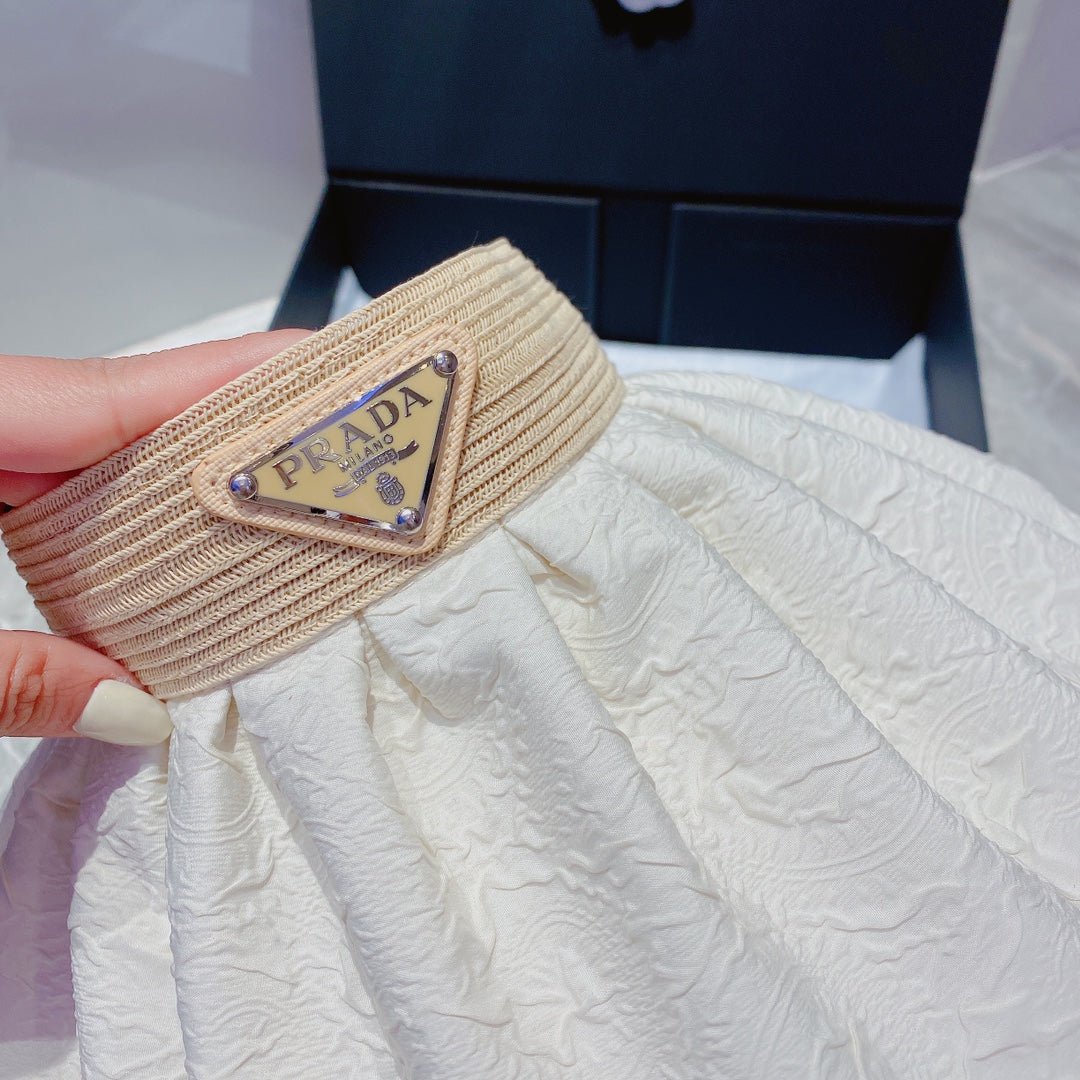 Prada Foldable Crinkled Cotton Sun Visor | Luxury Designer Summer Hat - Serene