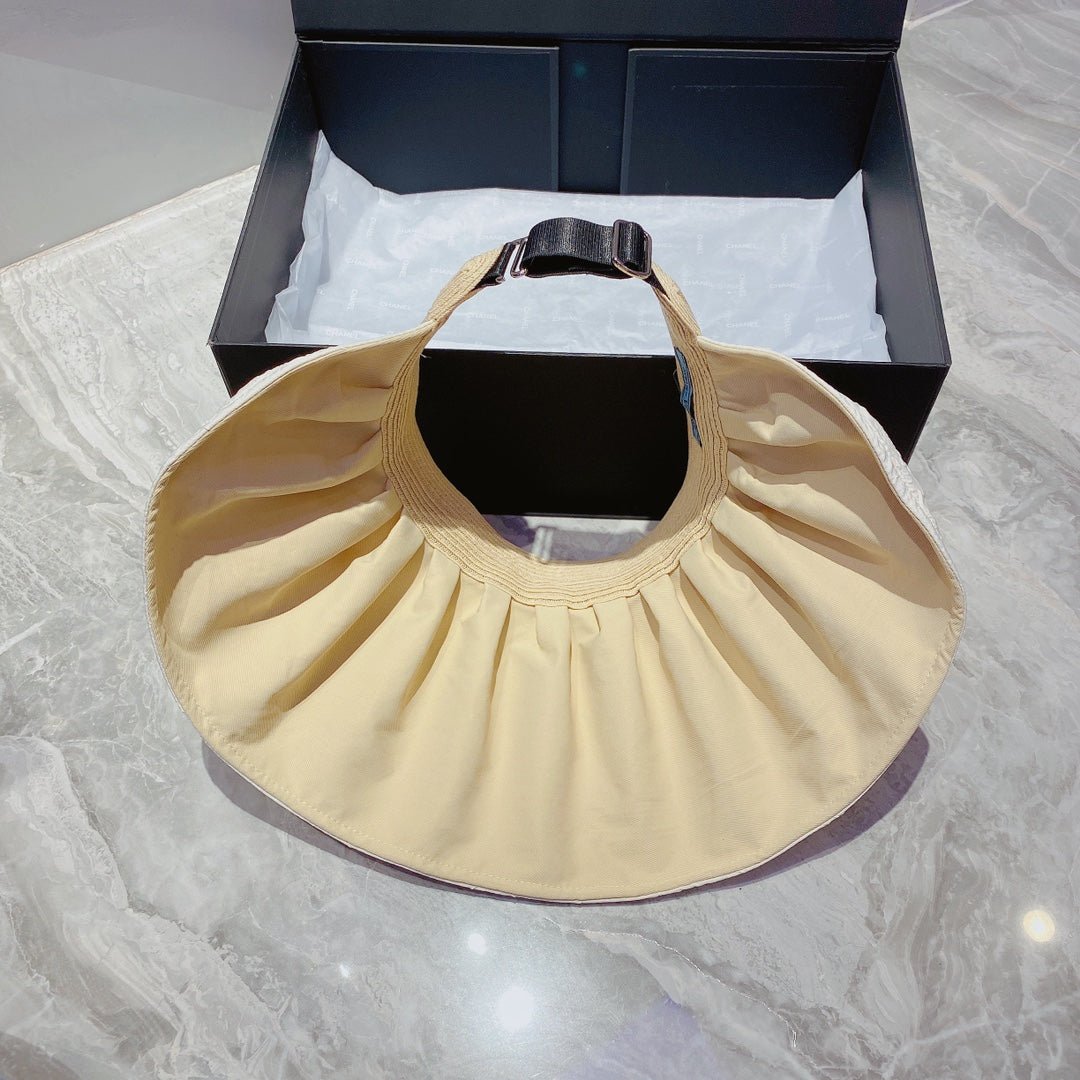 Prada Foldable Crinkled Cotton Sun Visor | Luxury Designer Summer Hat - Serene