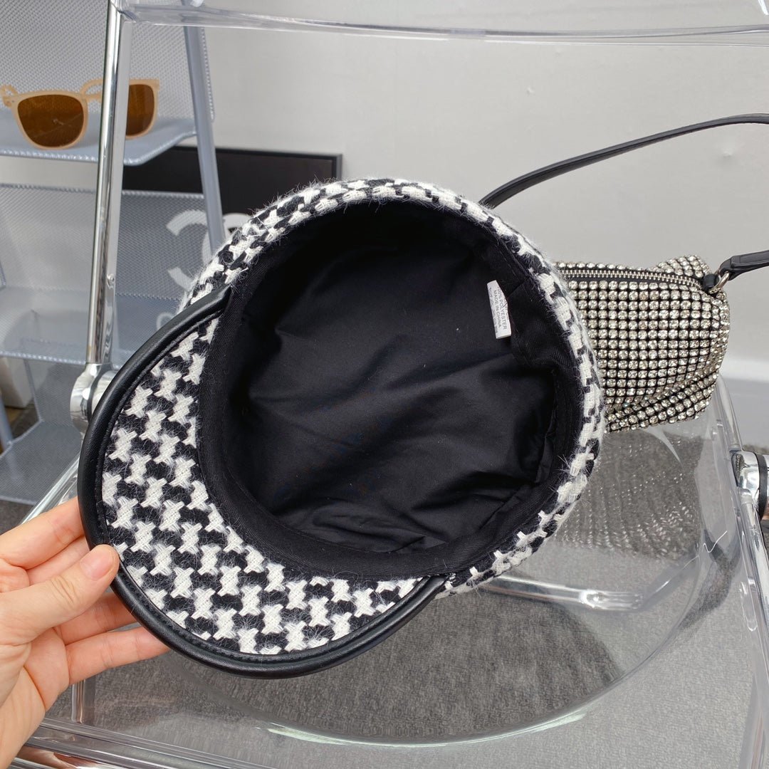 Prada Houndstooth Cotton Bucket Hat | Luxury Designer Checkered Sun Hat - Serene