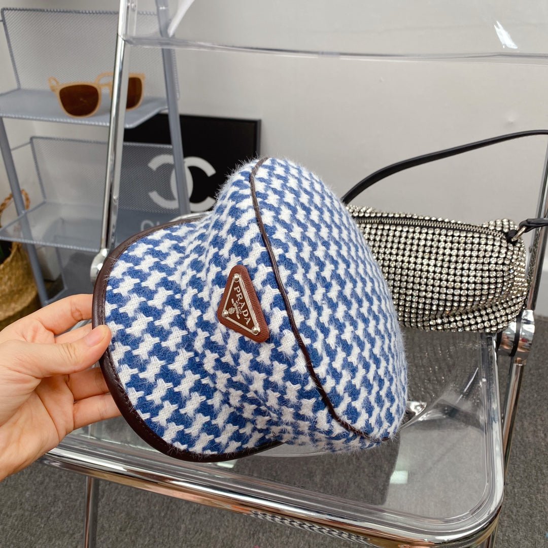 Prada Houndstooth Cotton Bucket Hat | Luxury Designer Checkered Sun Hat - Serene