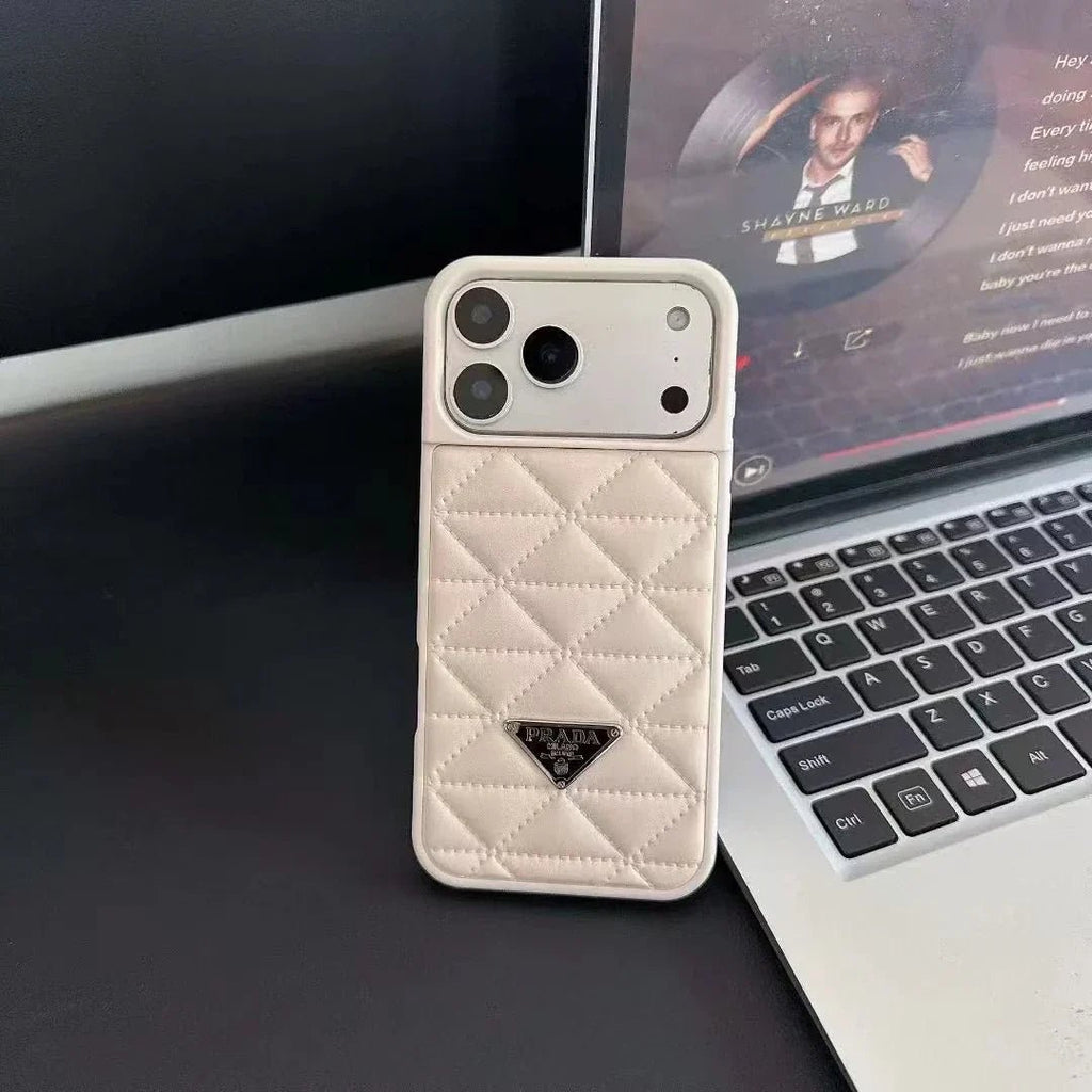Prada iPhone 18 Pro / iPhone 17 Pro Case – Luxury Designer Leather Case Pink - Serene