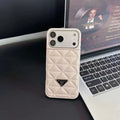 Prada iPhone 18 Pro / iPhone 17 Pro Case – Luxury Designer Leather Case White - Serene