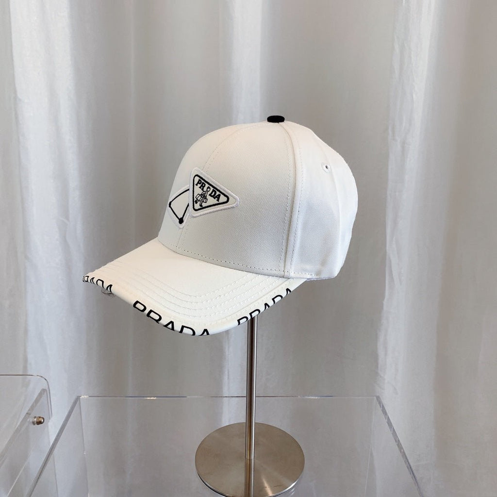 Prada Premium Cotton Embroidered Baseball Cap for Men & Women - Serene