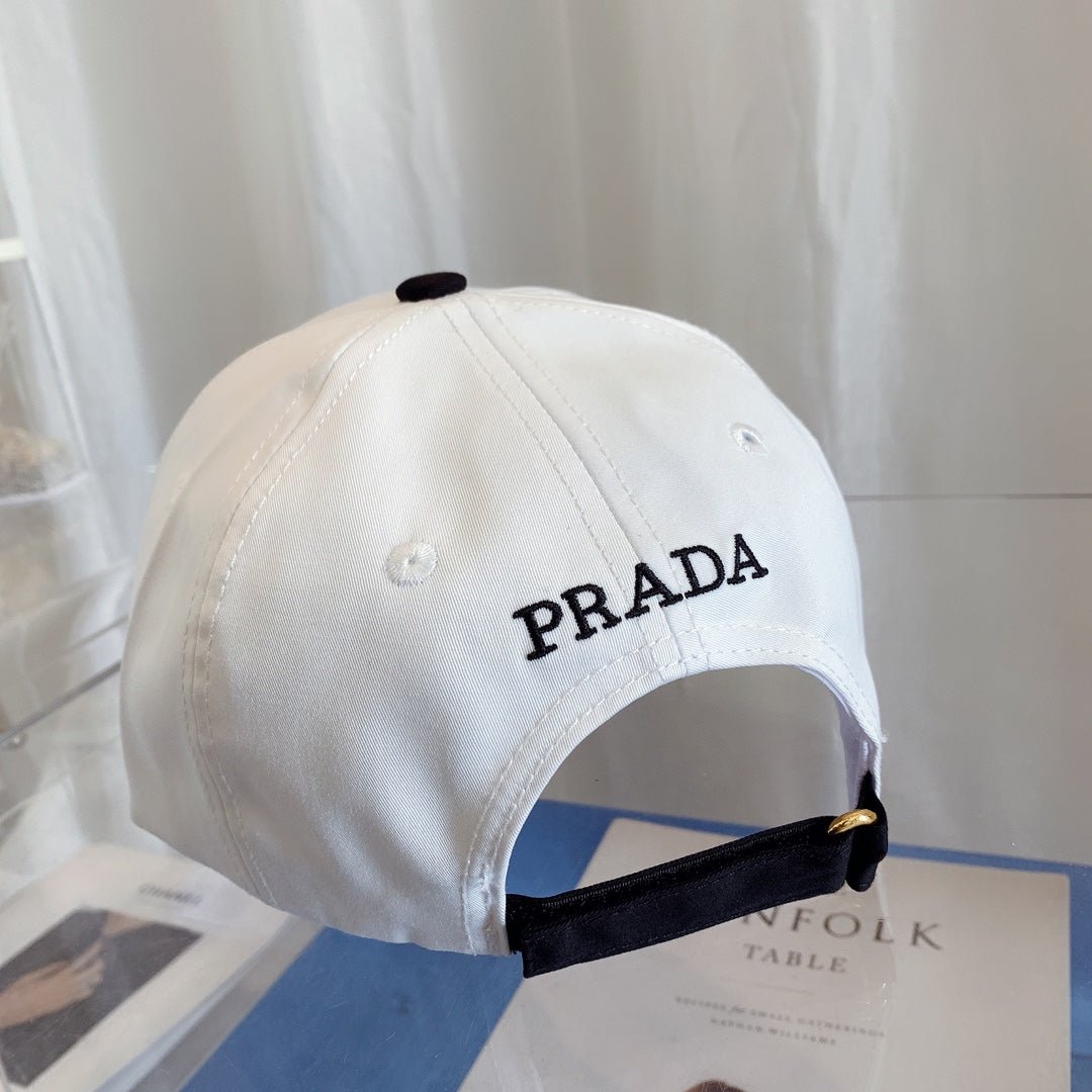 Prada Premium Cotton Embroidered Baseball Cap for Men & Women - Serene
