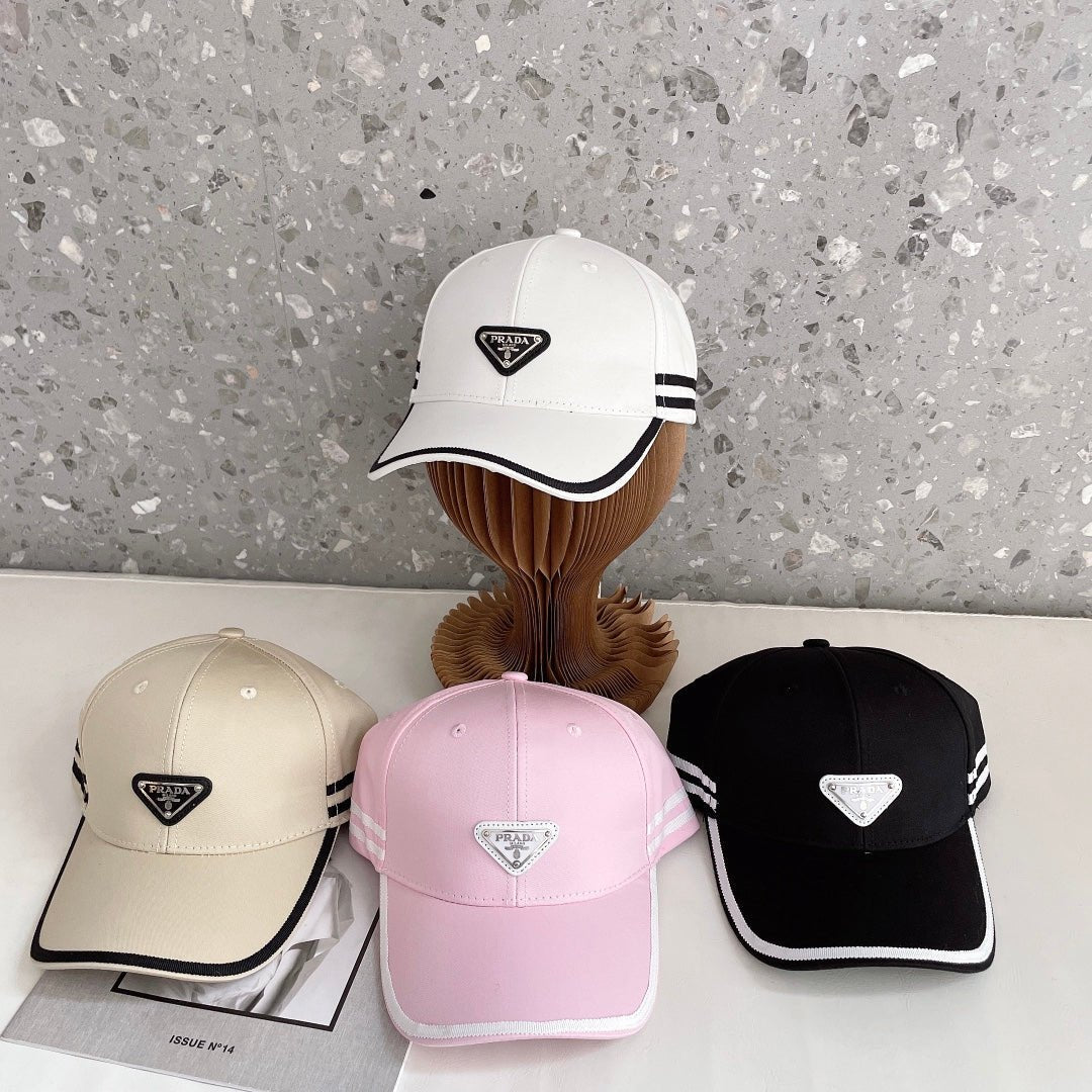 Prada Triangle Logo Baseball Cap | Luxury Designer Cotton Hat - Serene