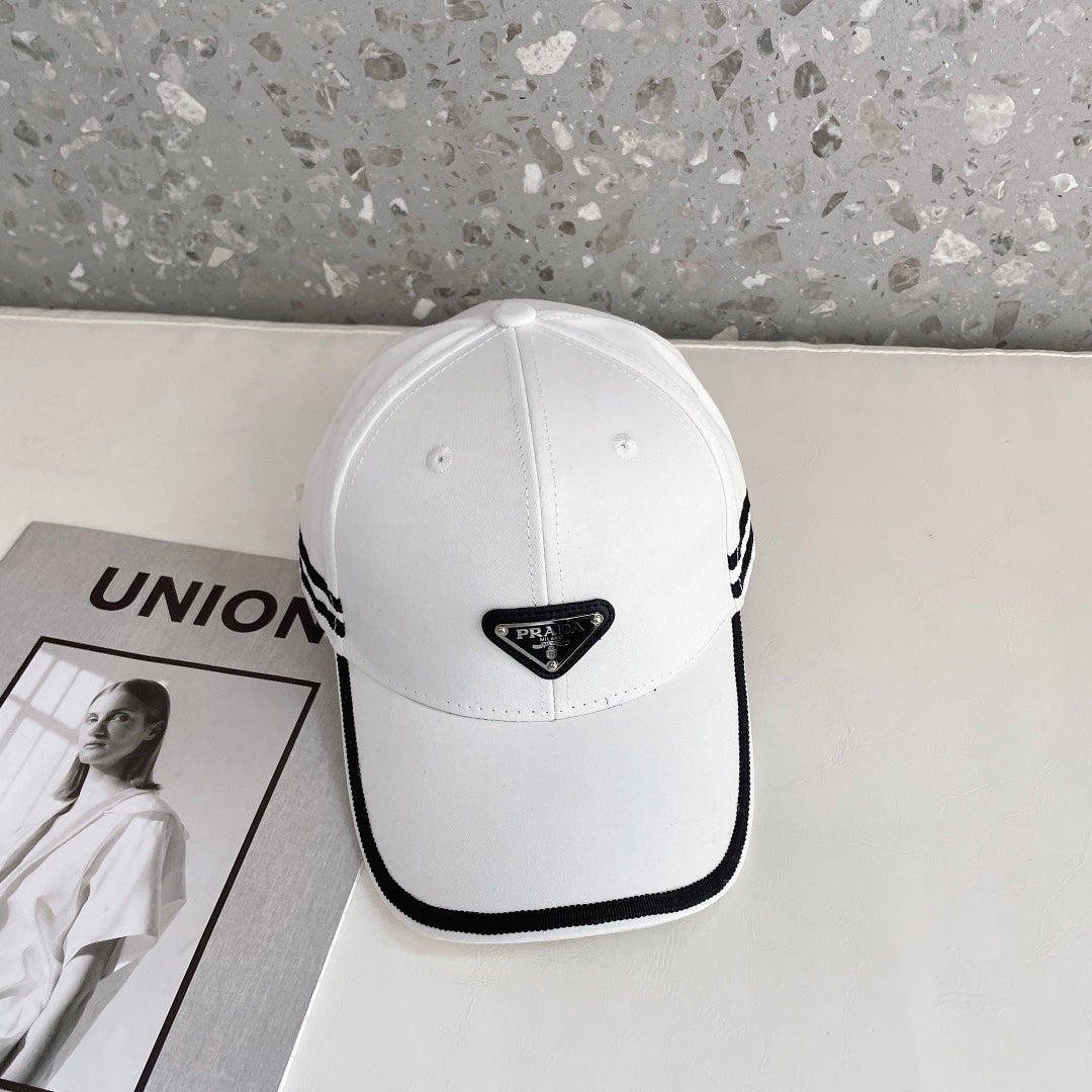 Prada Triangle Logo Baseball Cap | Luxury Designer Cotton Hat - Serene